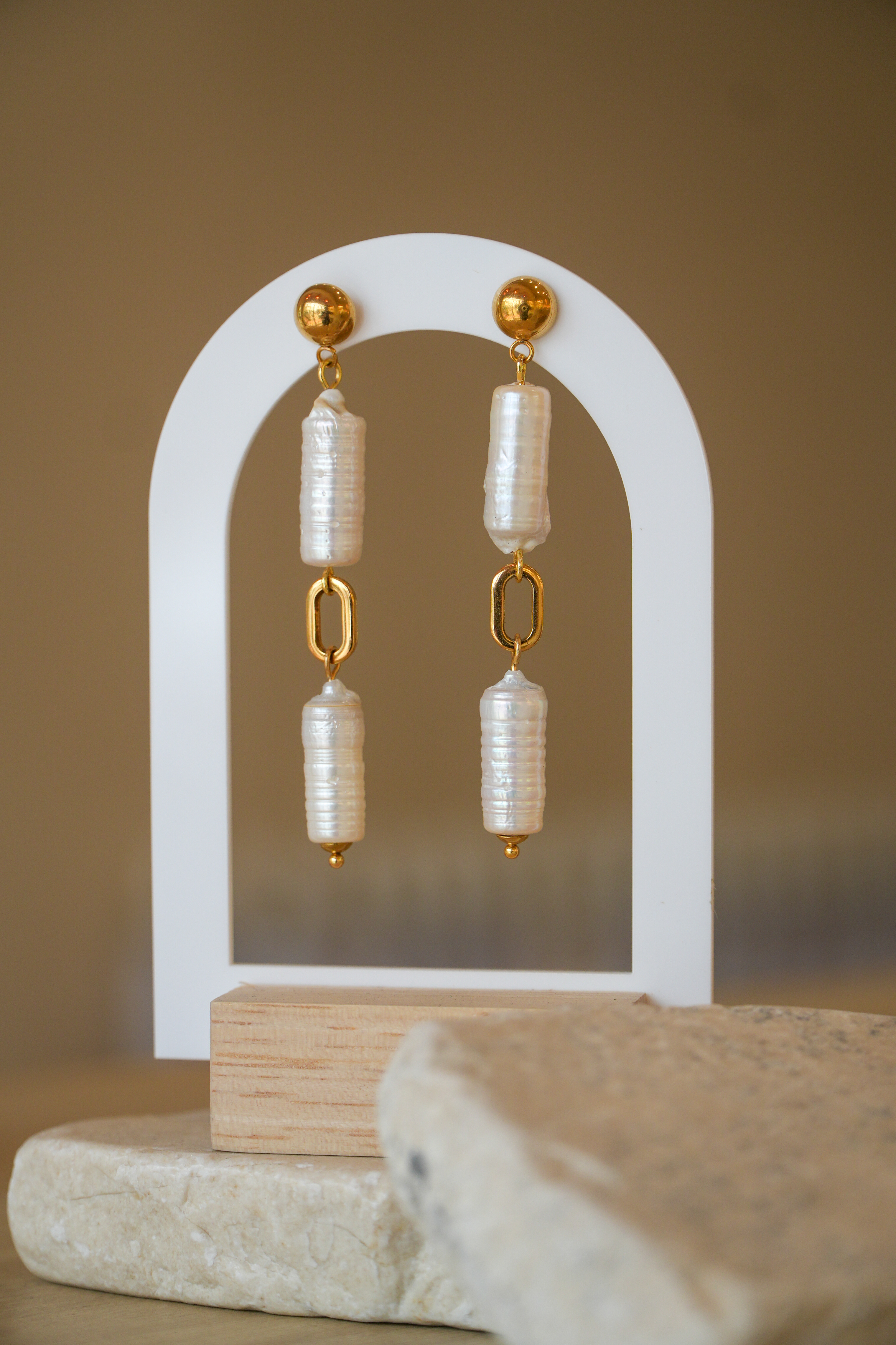 Aretes "Perlas Cilindro"