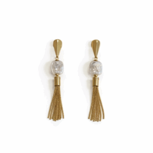 Aretes "Perla y borla dorada"